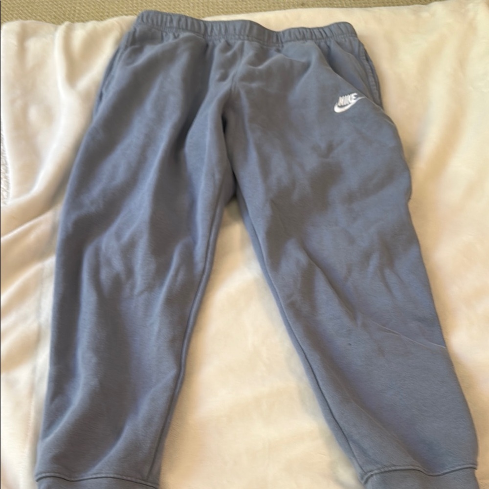 Nike Gray and Blue Jogger Sweatpants with Fleece Comfort